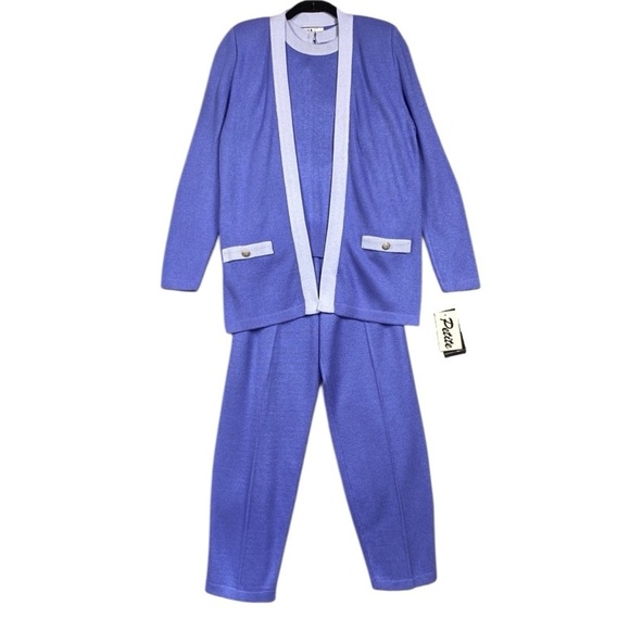 NEW Old Stock Vintage Mita Knit Cardian Tank Pant Set Size 4 Petite Old Money - Picture 1 of 13